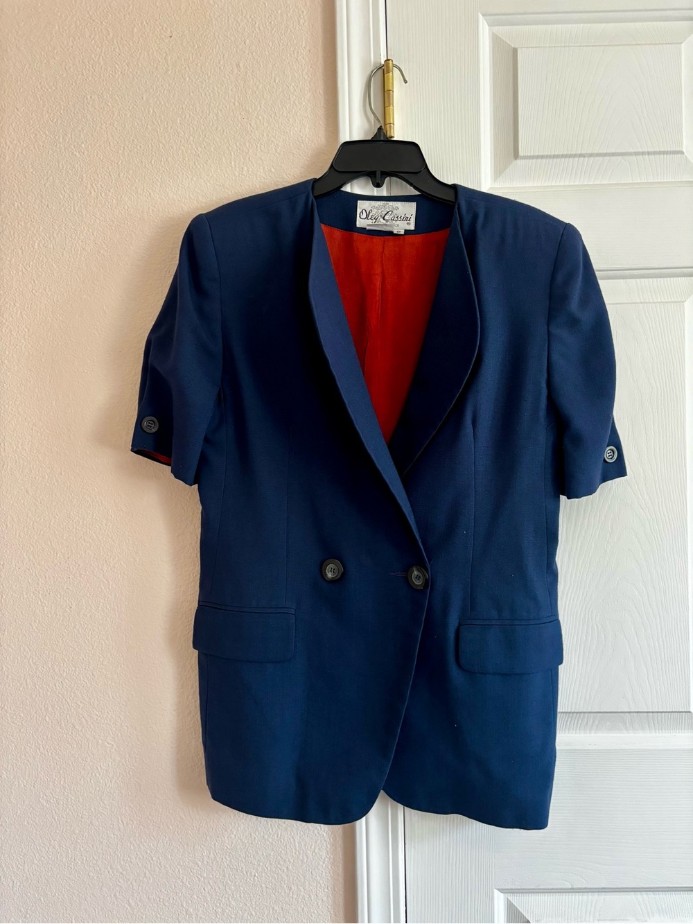 Vintage Oleg Cassini Navy Short-Sleeve Blazer M (8)